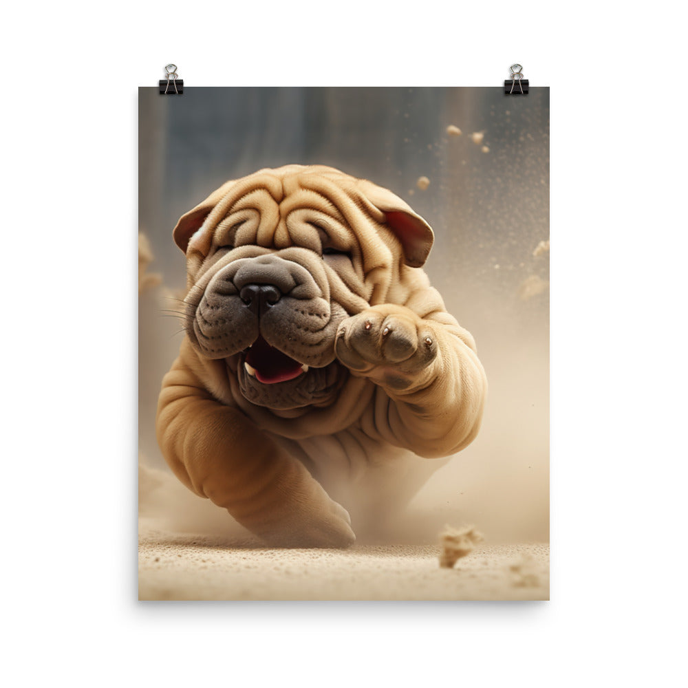 Shar Pei Playtime Photo paper poster - PosterfyAI.com