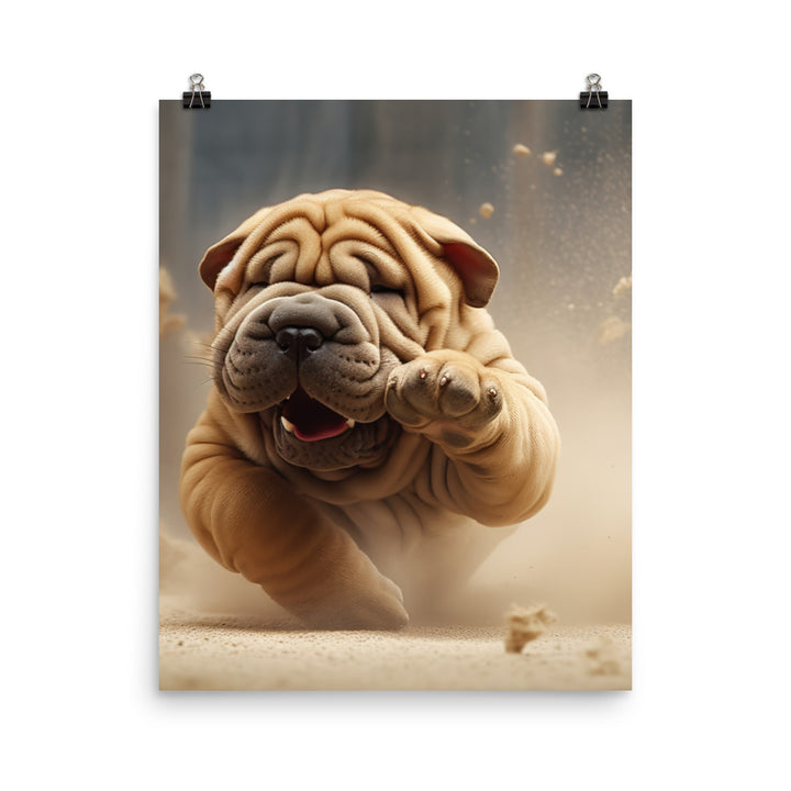 Shar Pei Playtime Photo paper poster - PosterfyAI.com