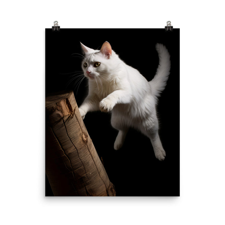 Turkish Van Cat in Action Photo paper poster - PosterfyAI.com
