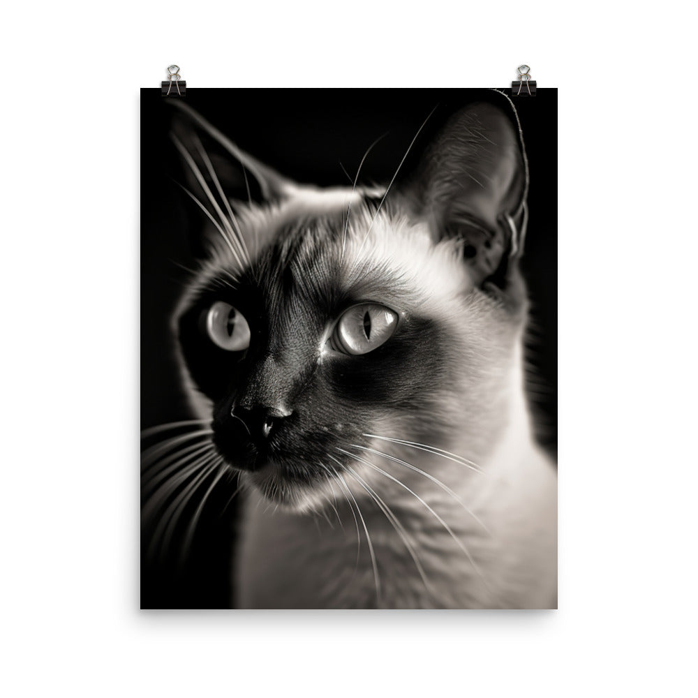 Siamese Charm in Black and White Photo paper poster - PosterfyAI.com