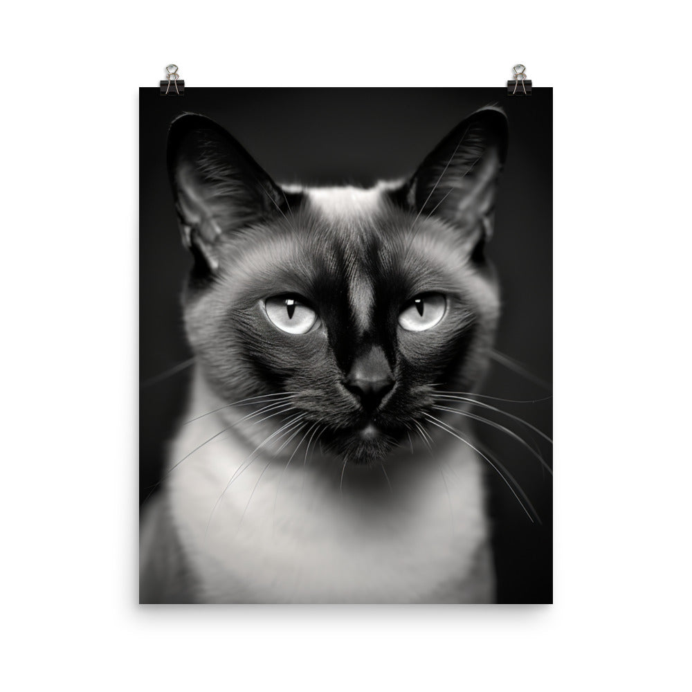Siamese Charm in Black and White Photo paper poster - PosterfyAI.com
