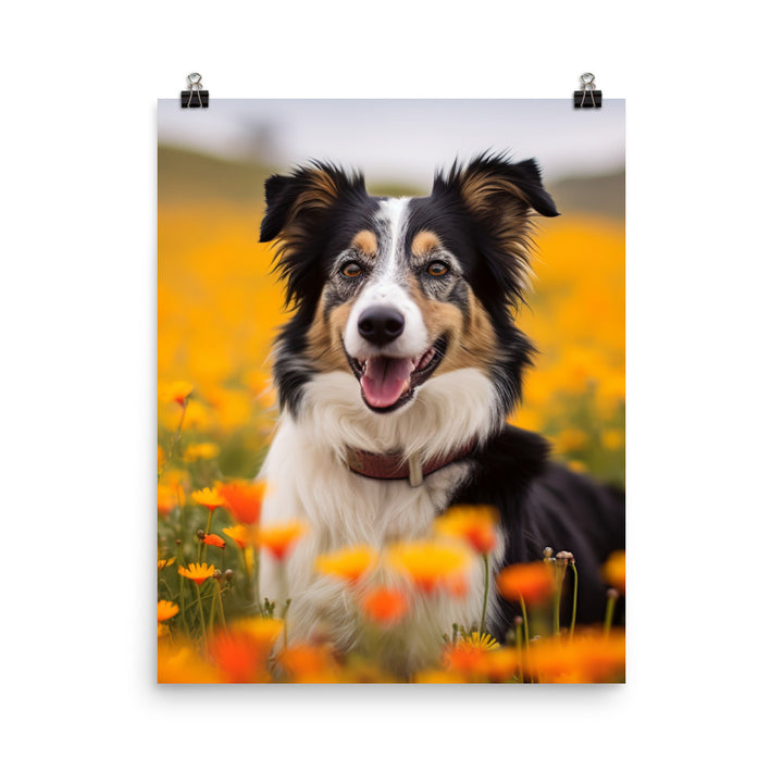 Border Collie in Bloom Photo paper poster - PosterfyAI.com