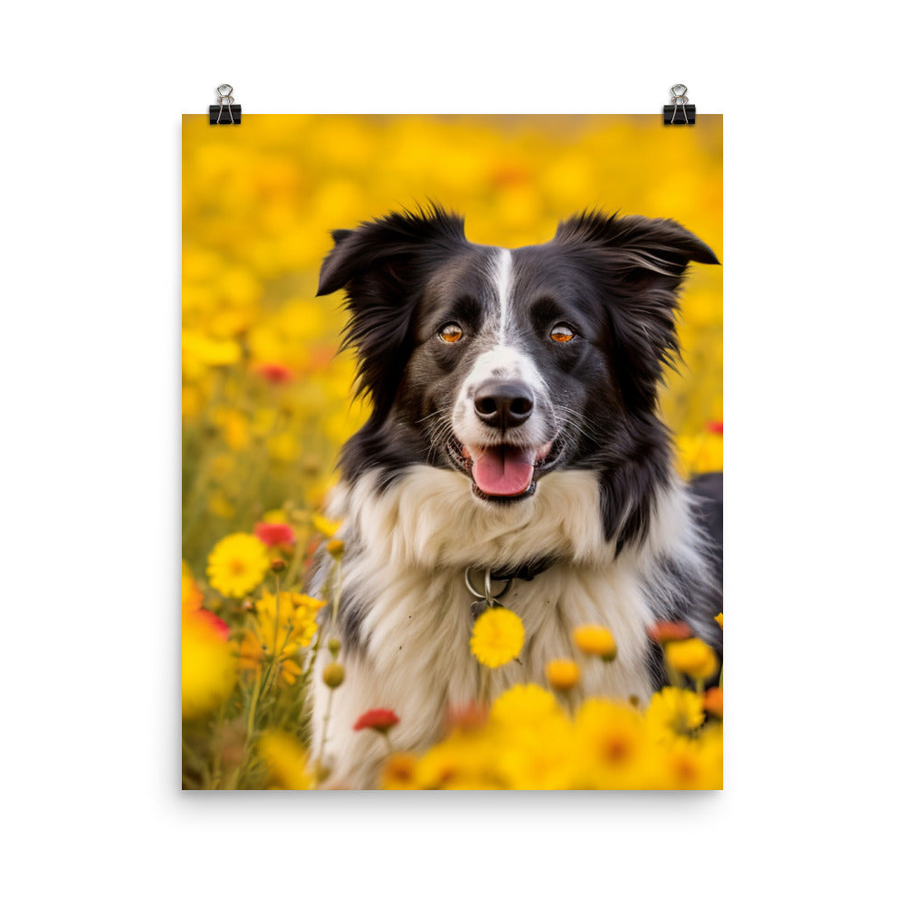 Border Collie in Bloom Photo paper poster - PosterfyAI.com