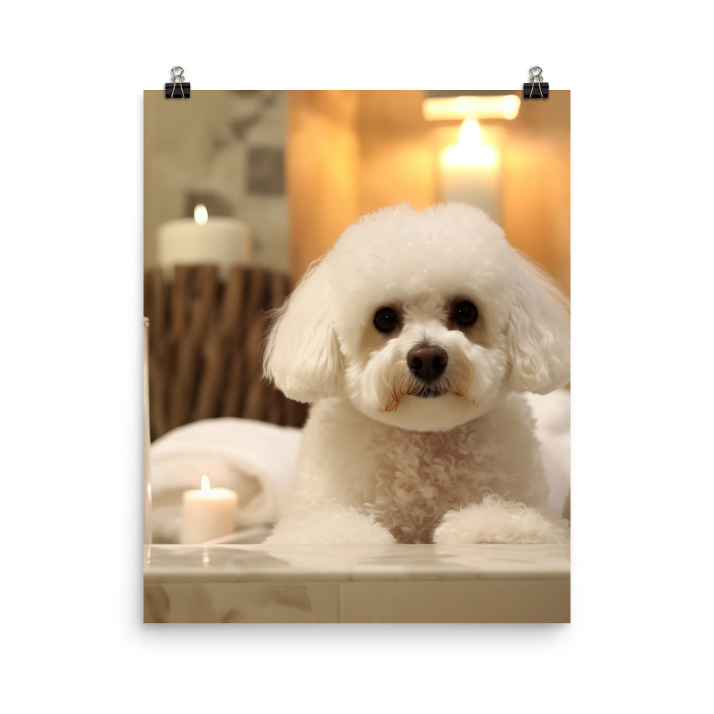 Bichon Frise in a Spa Photo paper poster - PosterfyAI.com