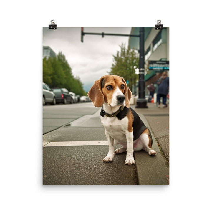Beagle in the city Photo paper poster - PosterfyAI.com