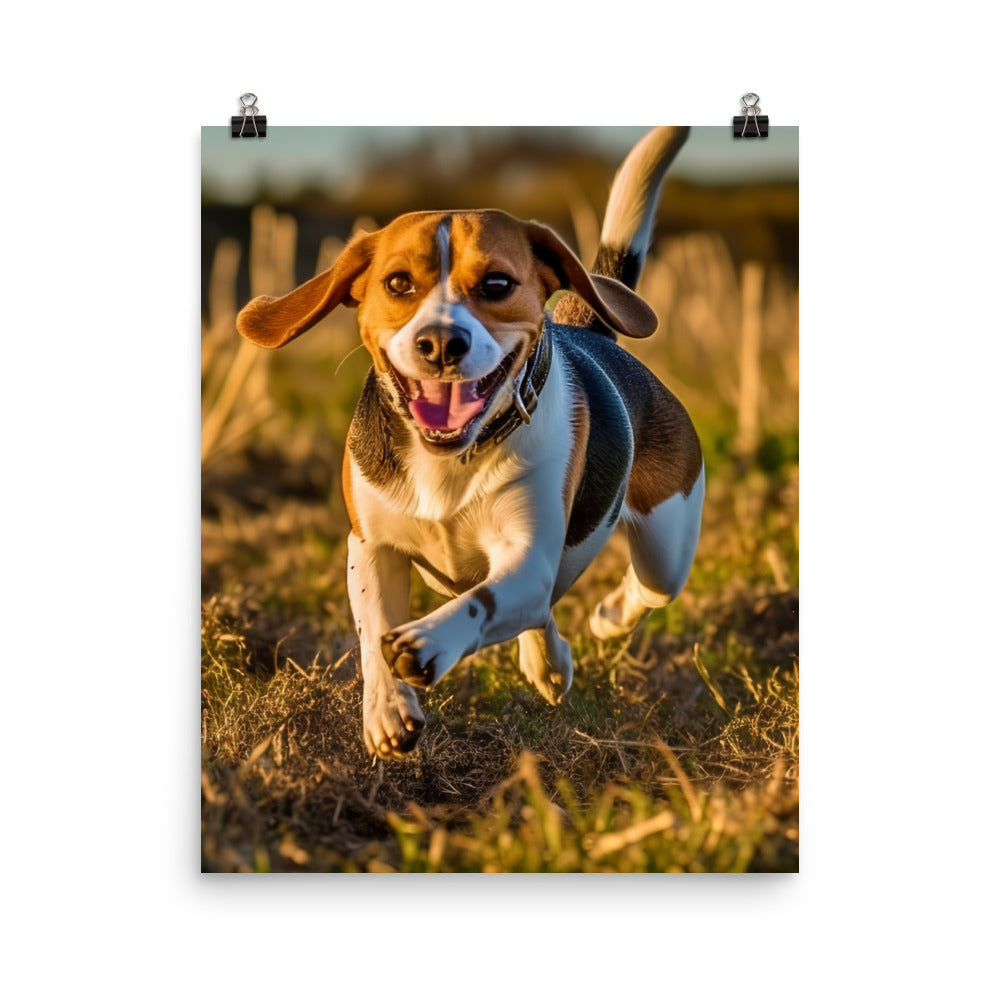 Beagle at play Photo paper poster - PosterfyAI.com