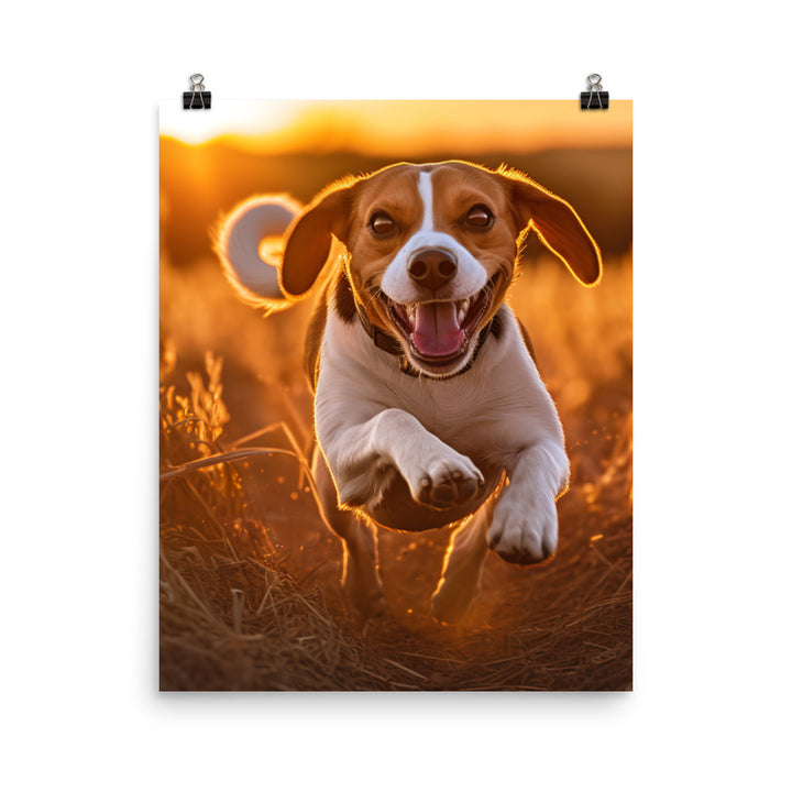 Beagle at play Photo paper poster - PosterfyAI.com