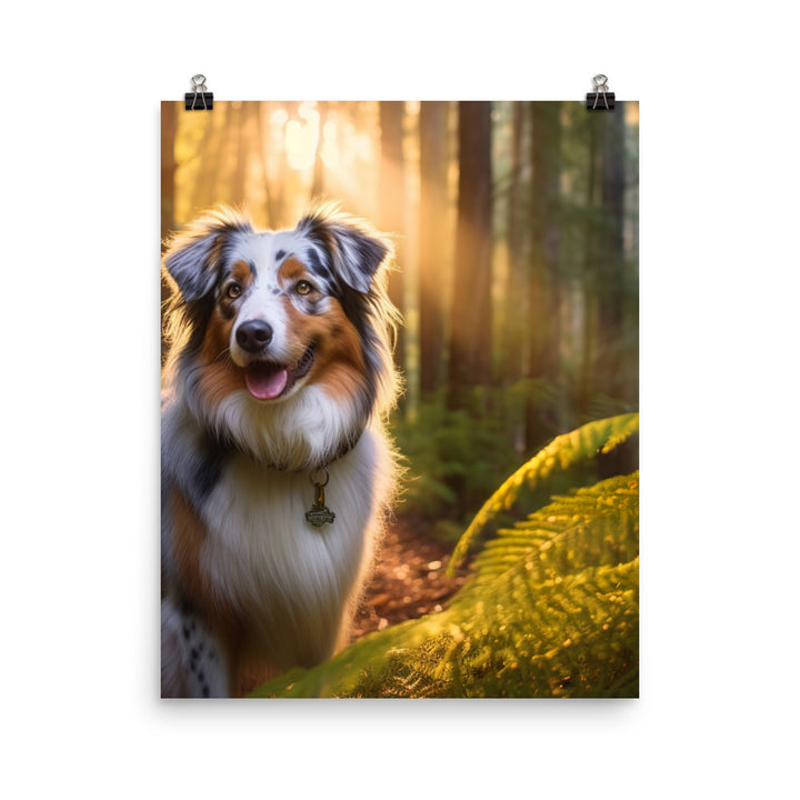 Australian Shepherd as it hikes Photo paper poster - PosterfyAI.com