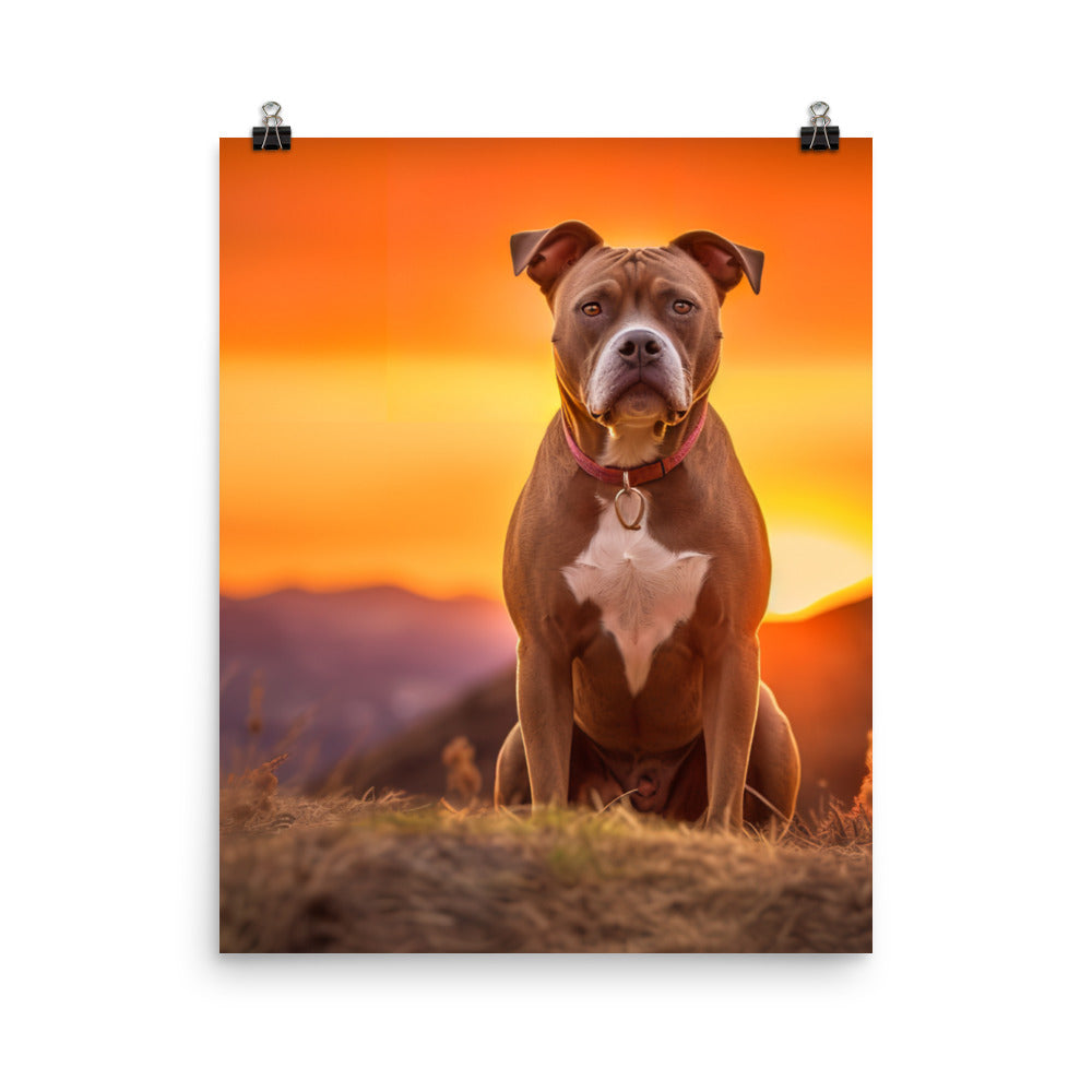 American Staffordshire Terrier at Sunset Photo paper poster - PosterfyAI.com