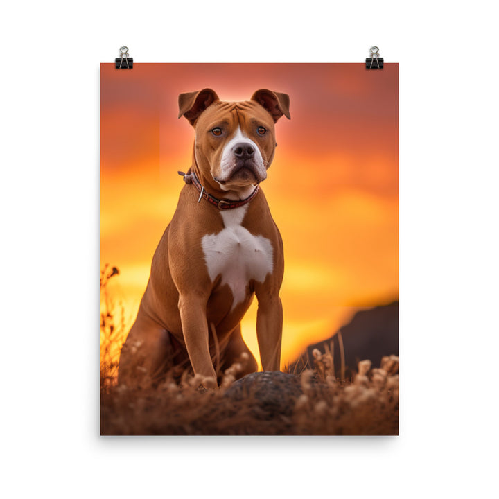 American Staffordshire Terrier at Sunset Photo paper poster - PosterfyAI.com