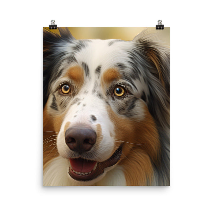 A Photorealistic portrait of your Australian Shepherd Photo paper poster - PosterfyAI.com