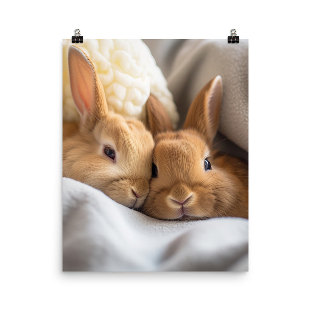 Tan Bunnys Gentle Cuddles Photo paper poster - PosterfyAI.com