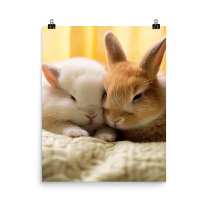Tan Bunnys Gentle Cuddles Photo paper poster - PosterfyAI.com