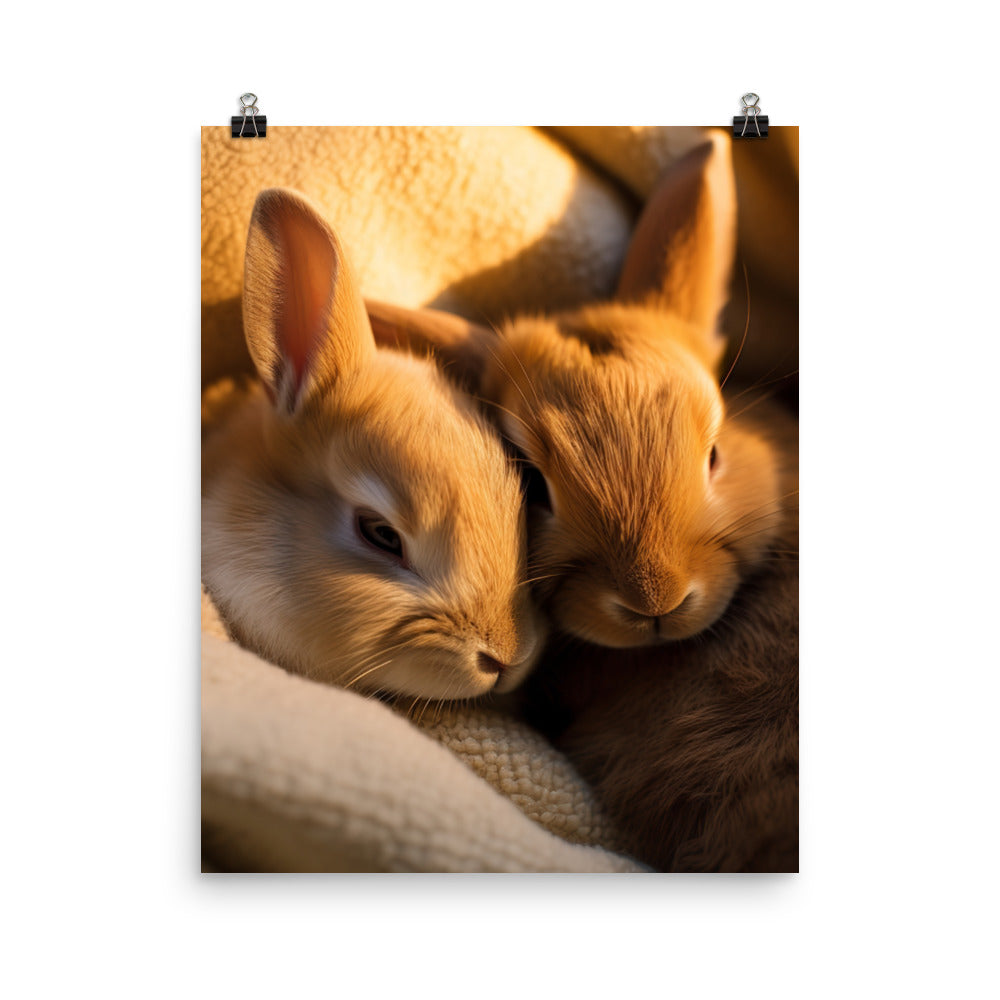 Tan Bunnys Gentle Cuddles Photo paper poster - PosterfyAI.com