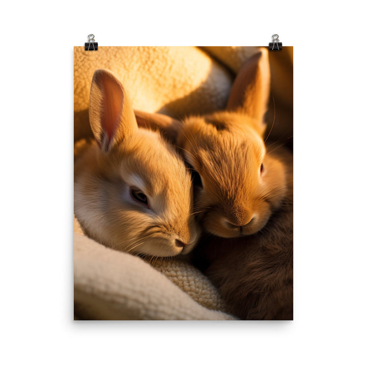 Tan Bunnys Gentle Cuddles Photo paper poster - PosterfyAI.com
