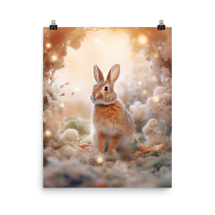 Tan Bunny in a Whimsical Wonderland Photo paper poster - PosterfyAI.com