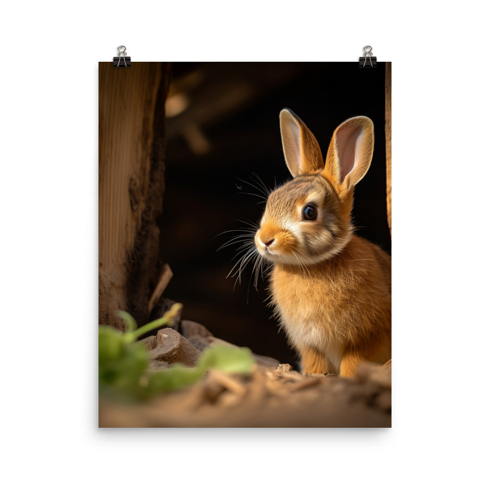 Tan Bunny Amidst Rustic Beauty Photo paper poster - PosterfyAI.com