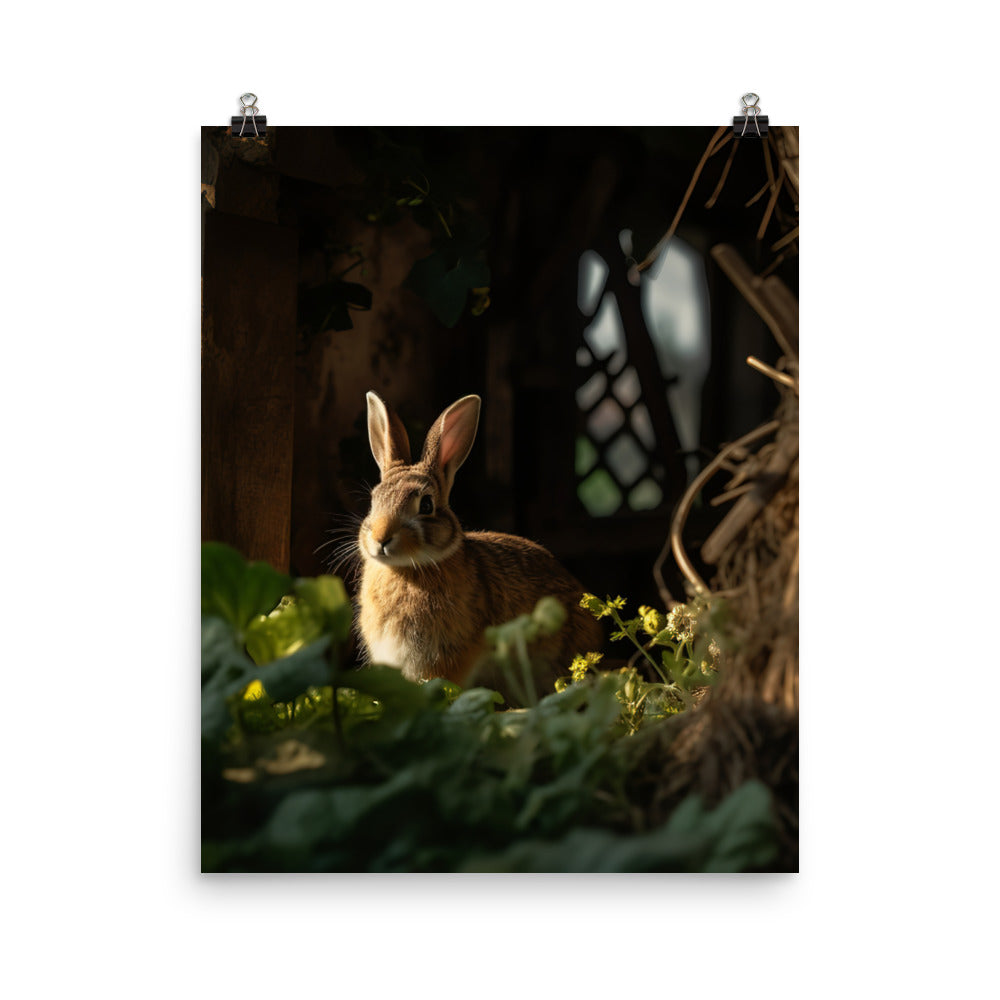 Tan Bunny Amidst Rustic Beauty Photo paper poster - PosterfyAI.com