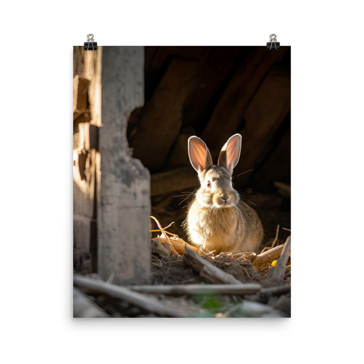Tan Bunny Amidst Rustic Beauty Photo paper poster - PosterfyAI.com