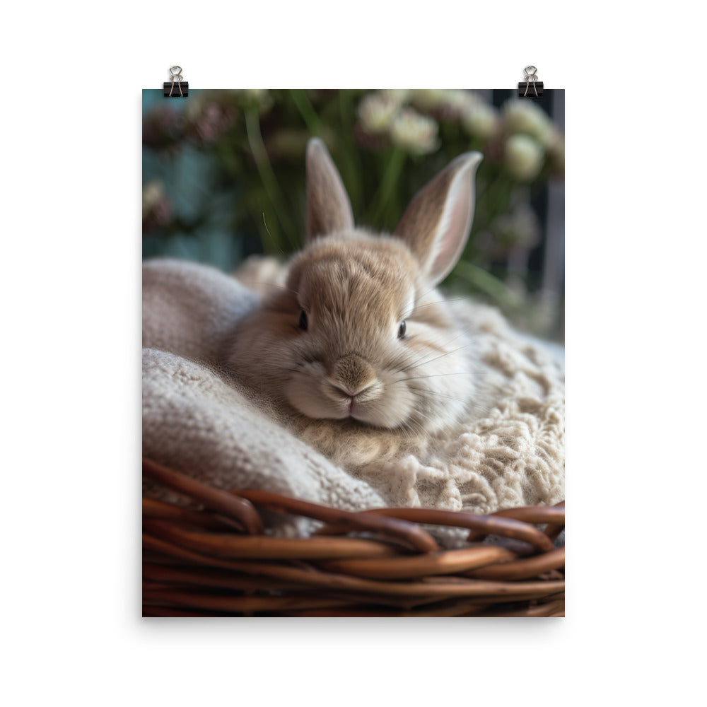 Thrianta Bunny in a Cozy Setting Photo paper poster - PosterfyAI.com