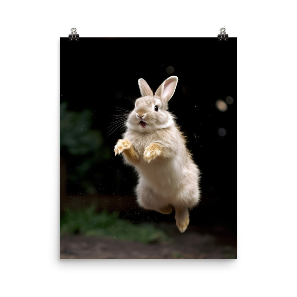 Thrianta Bunny Enjoying a Playful Hop Photo paper poster - PosterfyAI.com