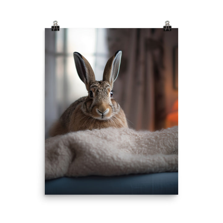 Belgian Hare in a Cozy Setting Photo paper poster - PosterfyAI.com