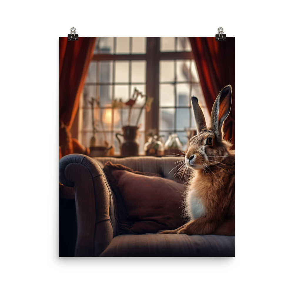 Belgian Hare in a Cozy Setting Photo paper poster - PosterfyAI.com