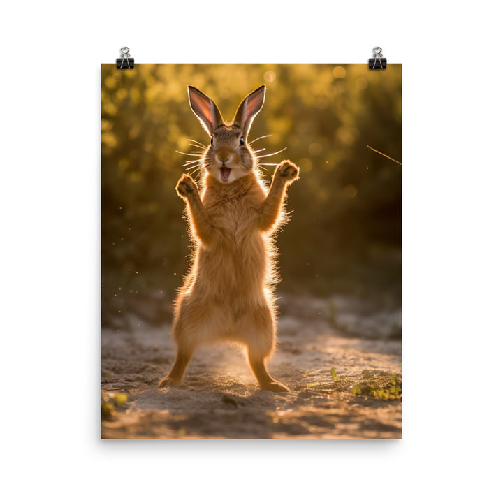 Belgian Hare Enjoying a Playful Hop Photo paper poster - PosterfyAI.com