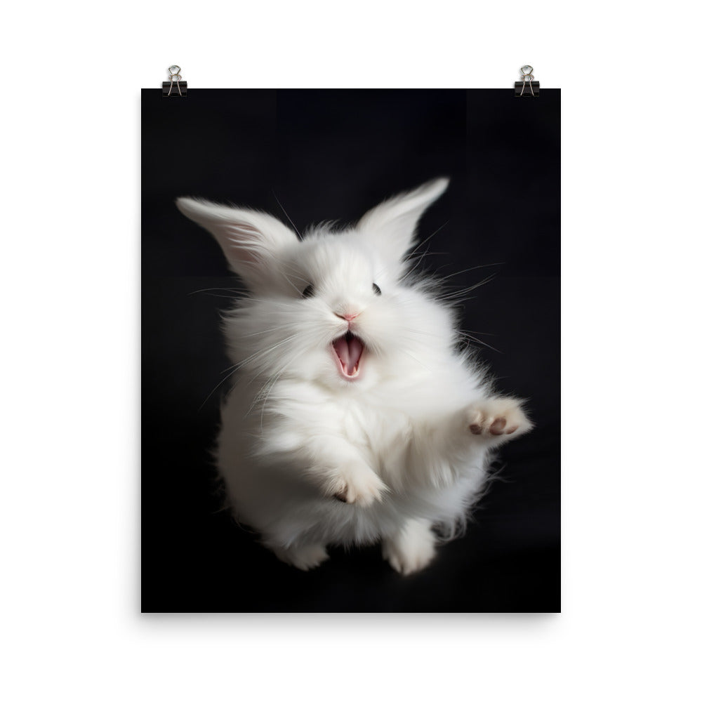 Angora Bunny with a Playful Expression Photo paper poster - PosterfyAI.com