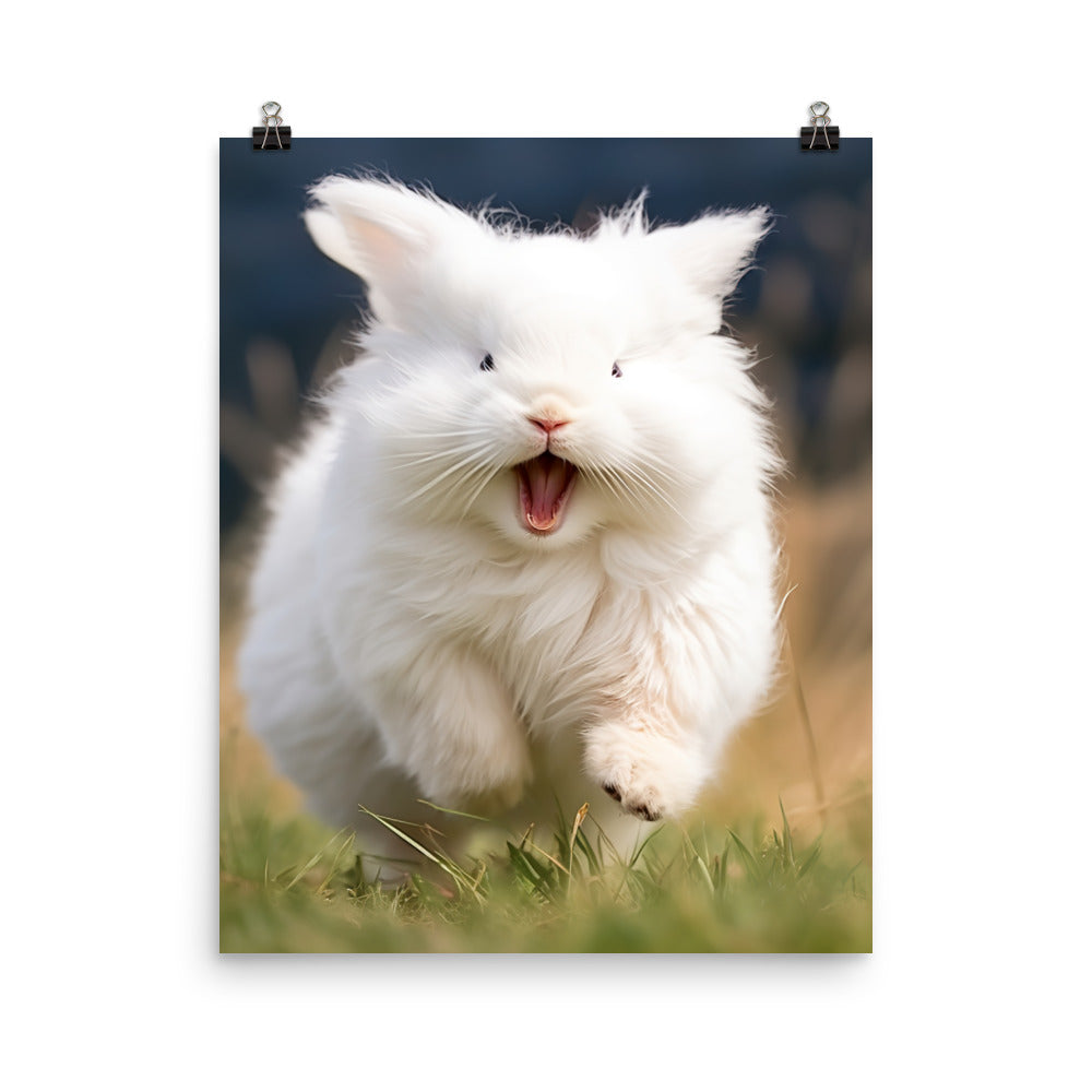 Angora Bunny with a Playful Expression Photo paper poster - PosterfyAI.com