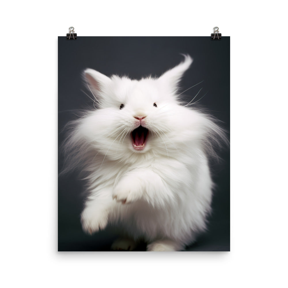 Angora Bunny with a Playful Expression Photo paper poster - PosterfyAI.com