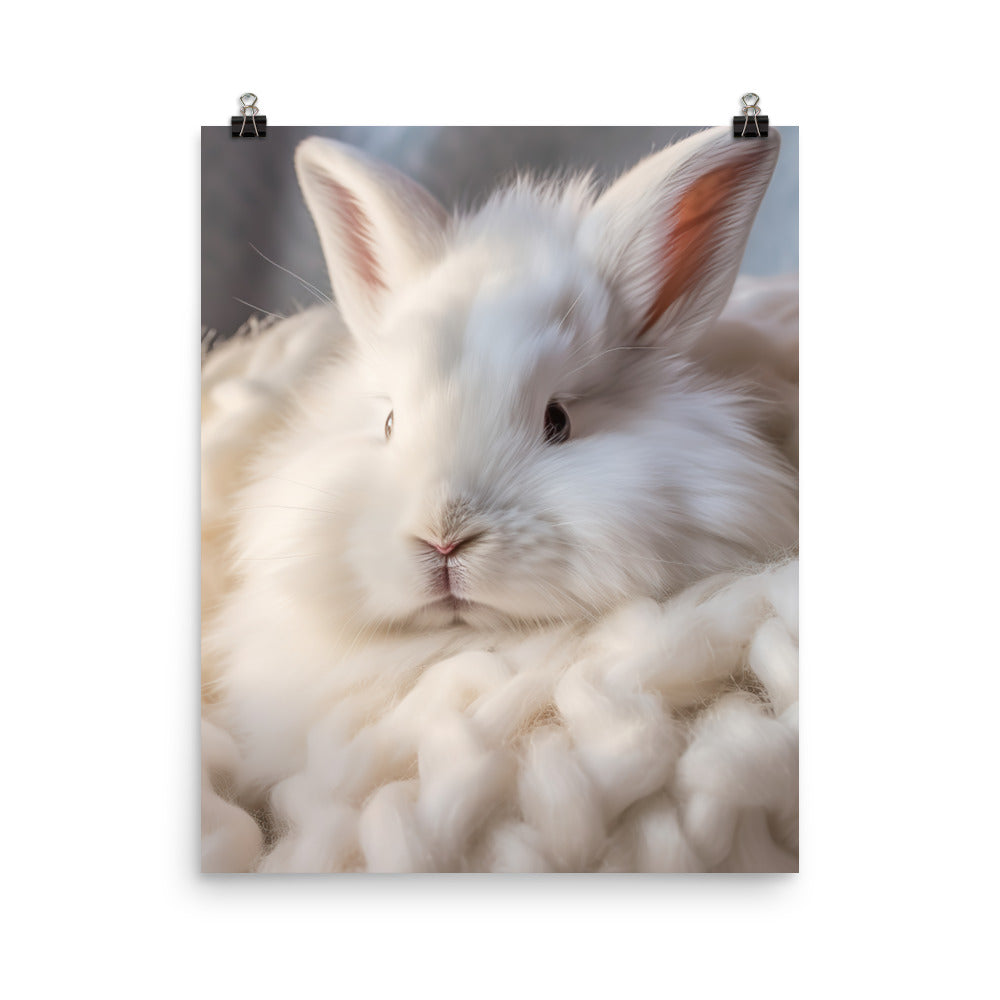 Angora Bunny in a Cozy Setting Photo paper poster - PosterfyAI.com