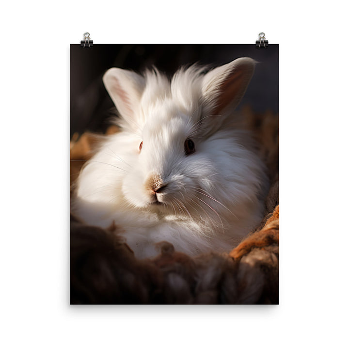 Angora Bunny in a Cozy Setting Photo paper poster - PosterfyAI.com