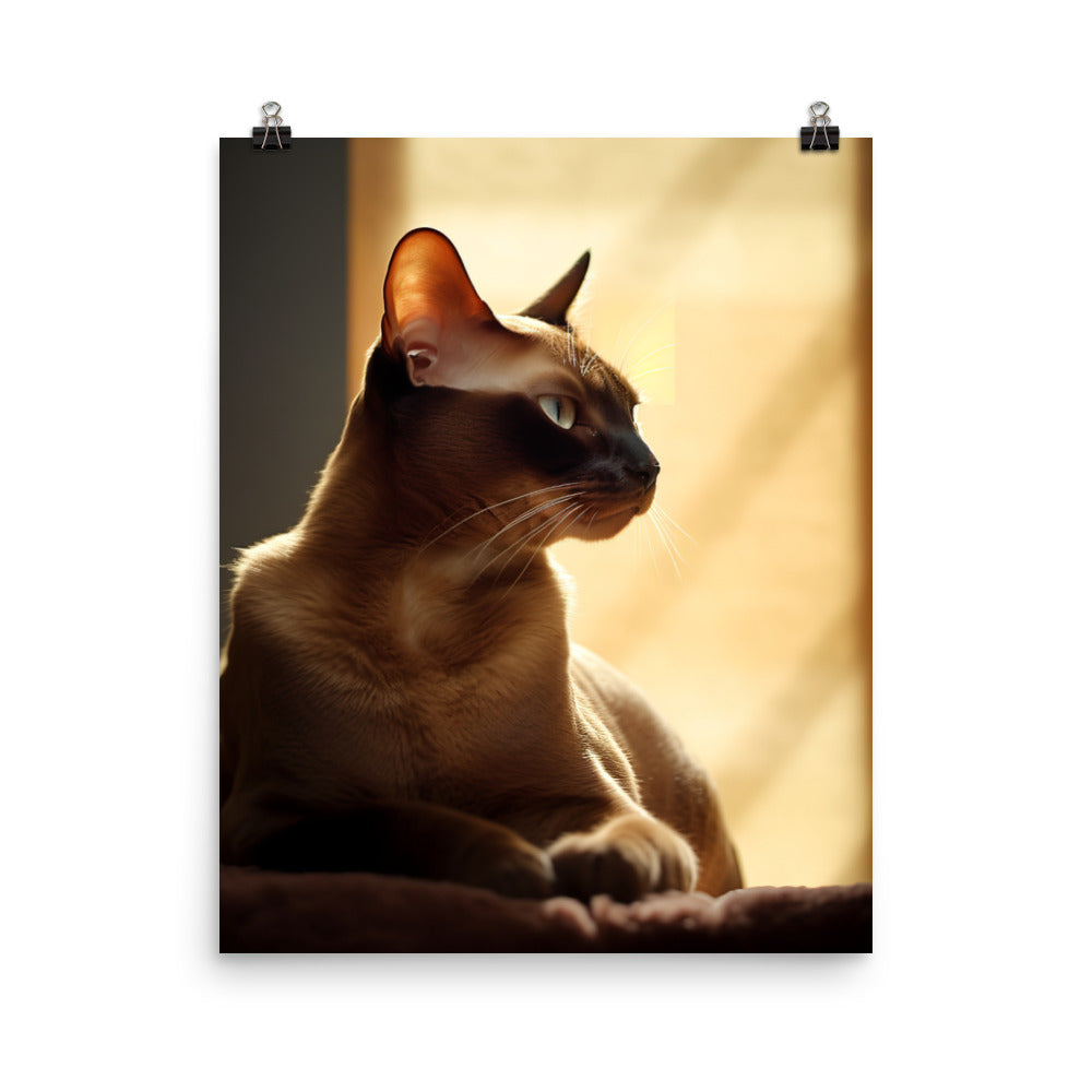 Tranquil Moments of Burmese Cat Photo paper poster - PosterfyAI.com
