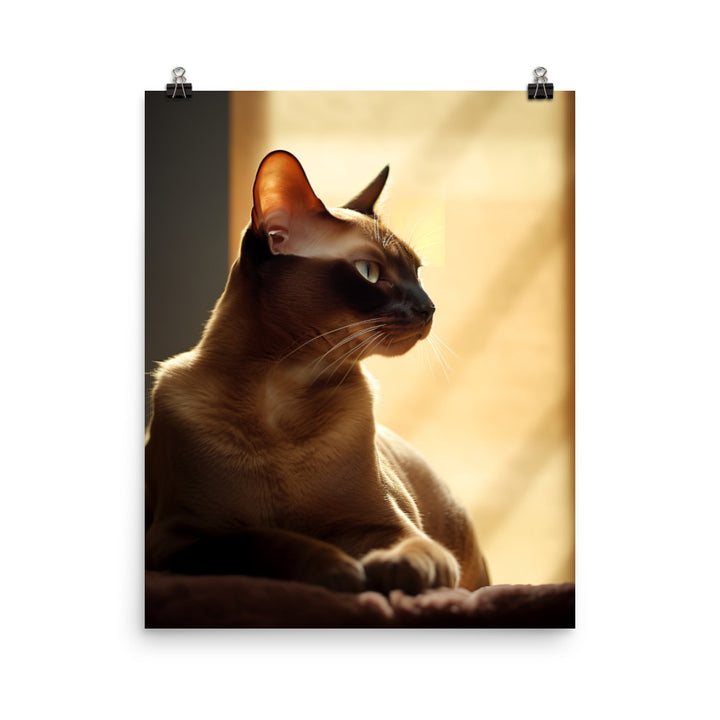 Tranquil Moments of Burmese Cat Photo paper poster - PosterfyAI.com