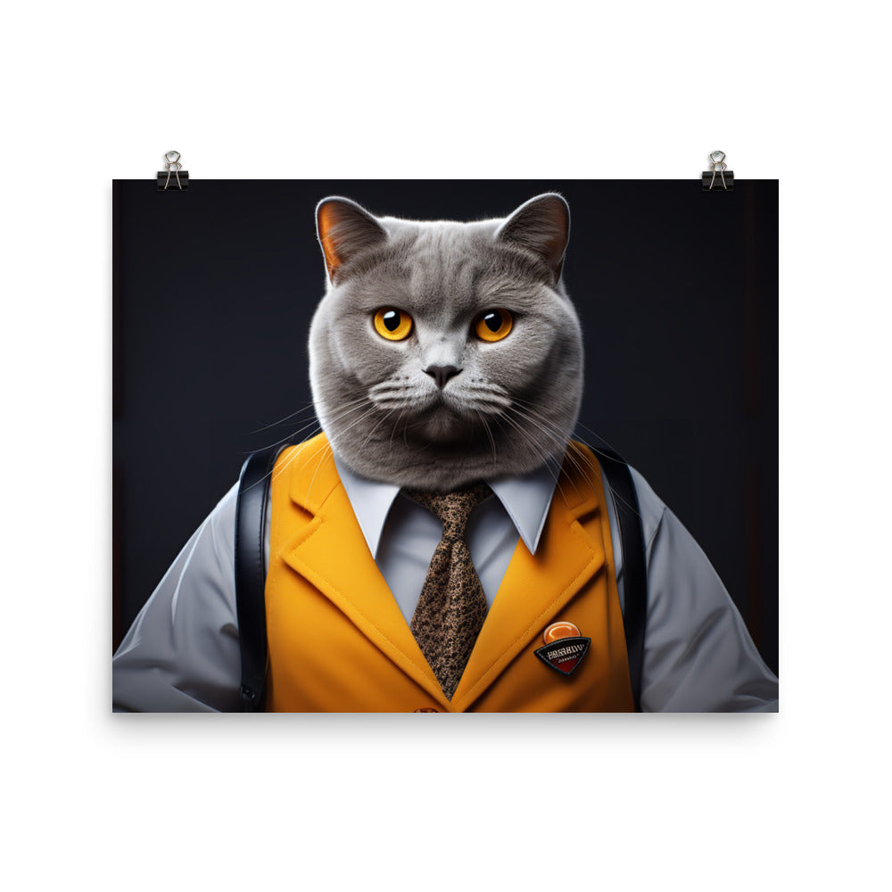 British Shorthair Janitor Photo paper poster - PosterfyAI.com