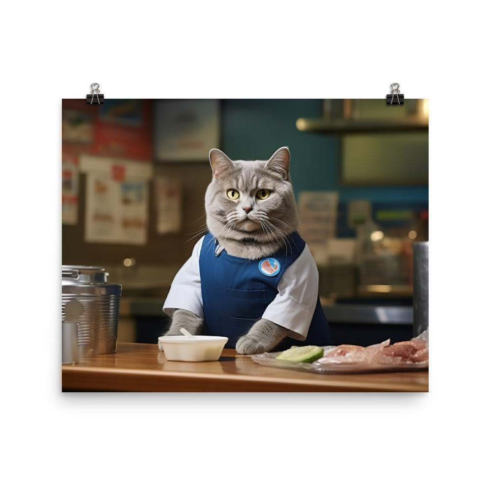 British Shorthair Fast Food Crew Photo paper poster - PosterfyAI.com