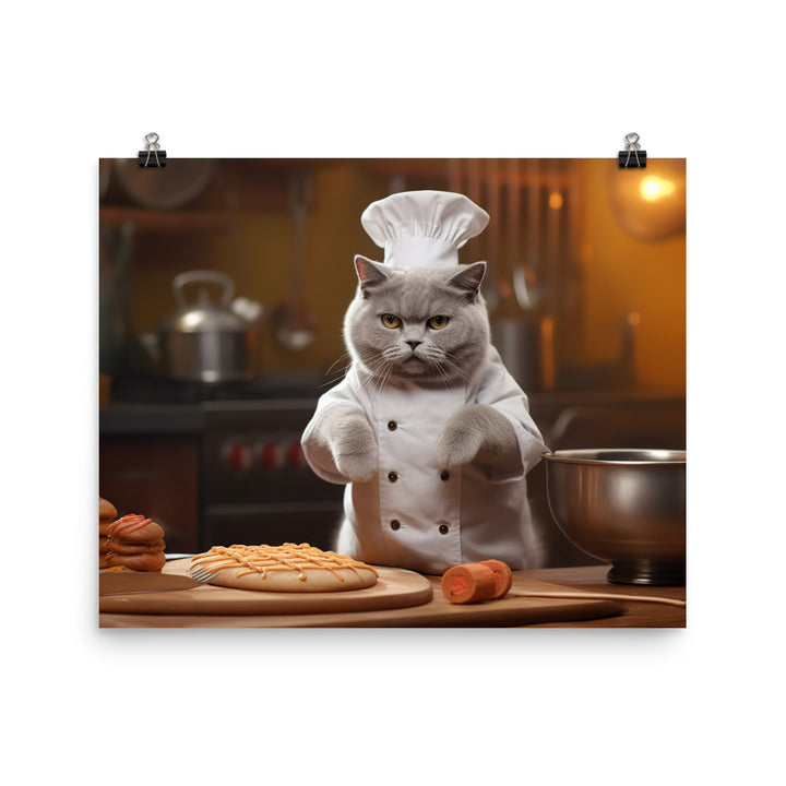 British Shorthair Chef Photo paper poster - PosterfyAI.com