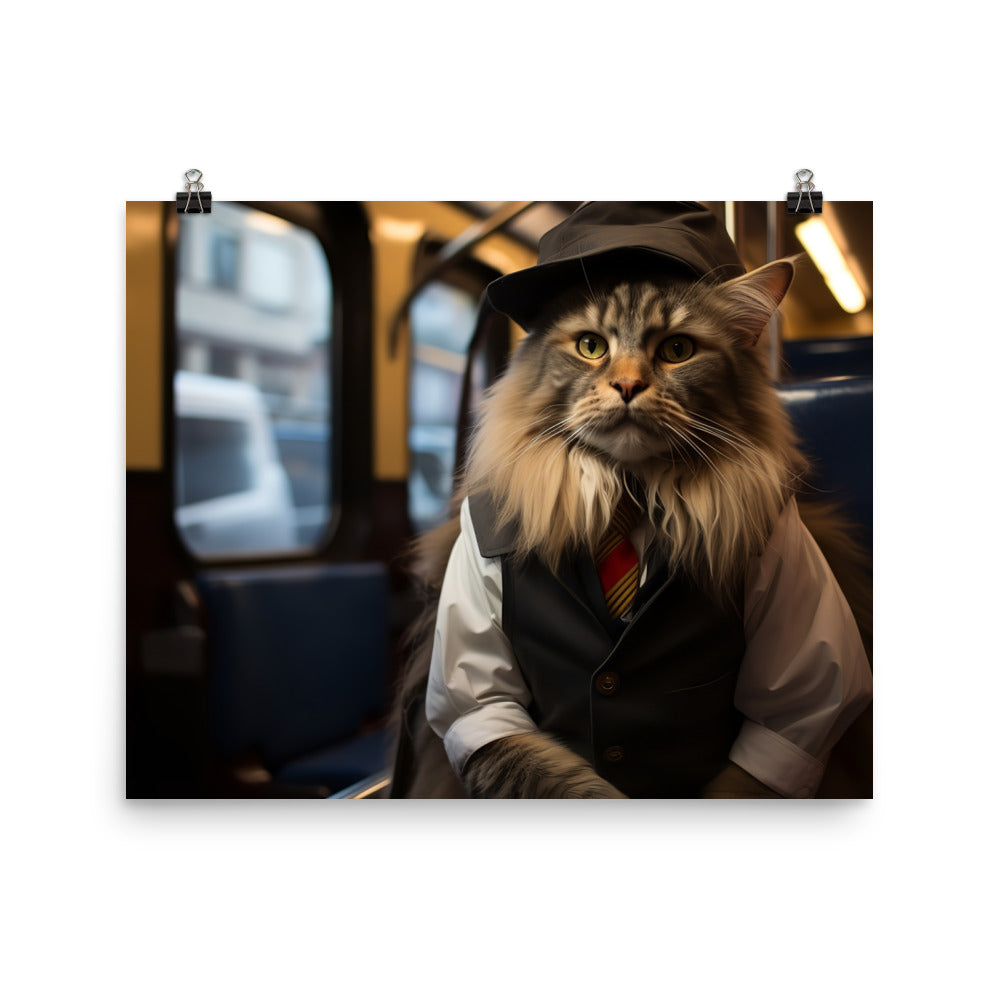 Maine Coon Transit Operator Photo paper poster - PosterfyAI.com