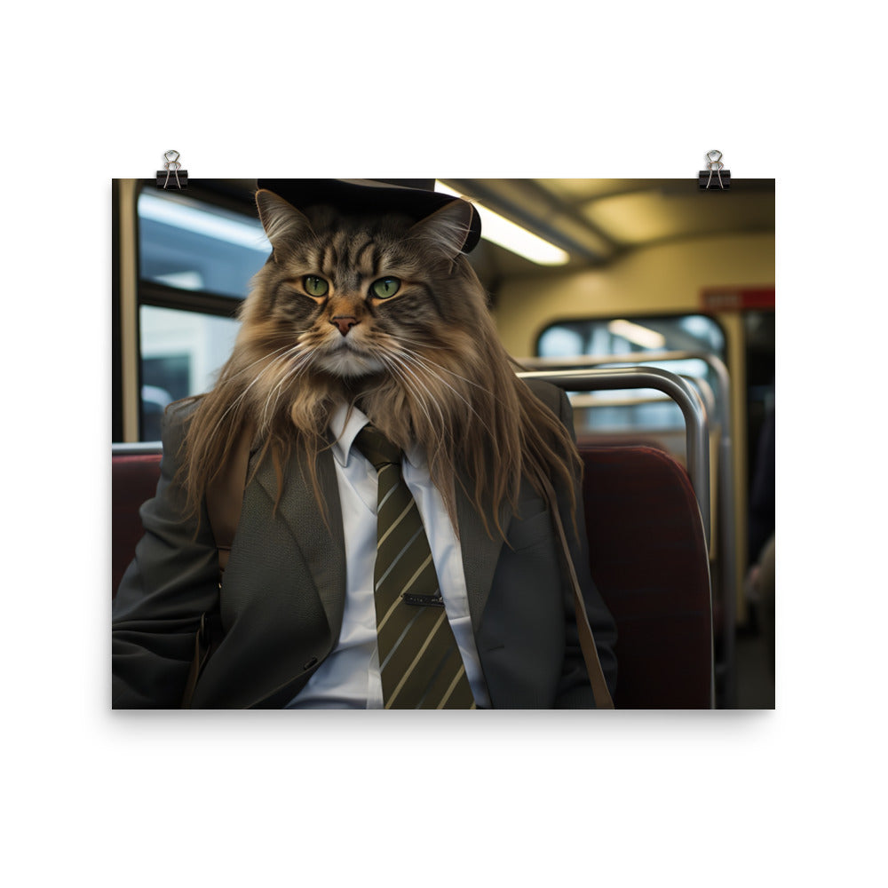 Maine Coon Transit Operator Photo paper poster - PosterfyAI.com