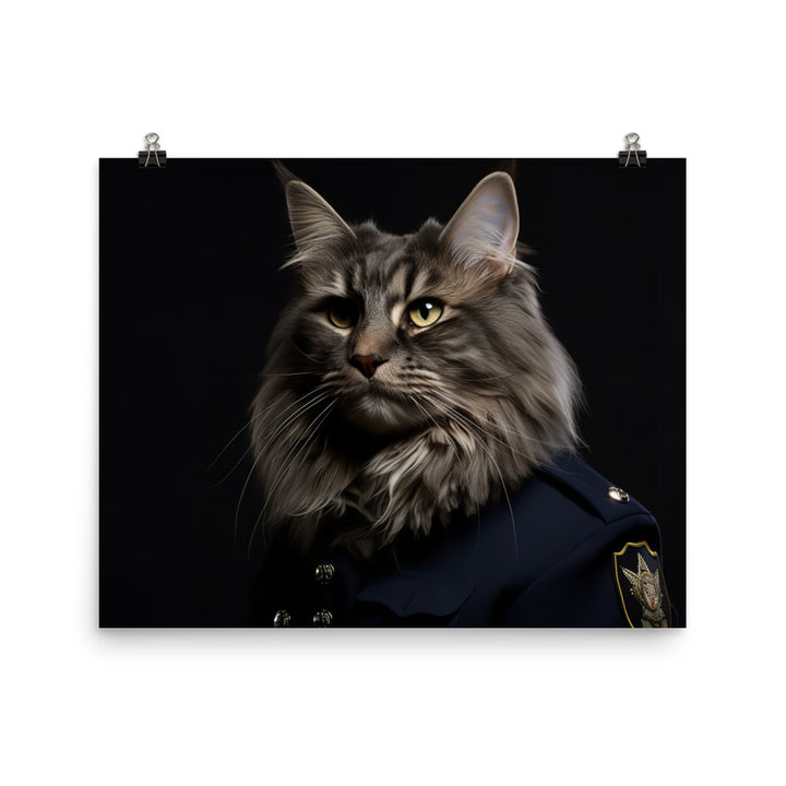 Maine Coon Security Officer Photo paper poster - PosterfyAI.com