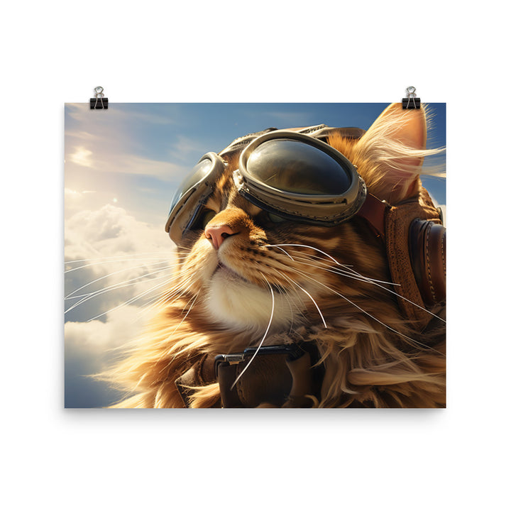 Maine Coon Pilot Photo paper poster - PosterfyAI.com