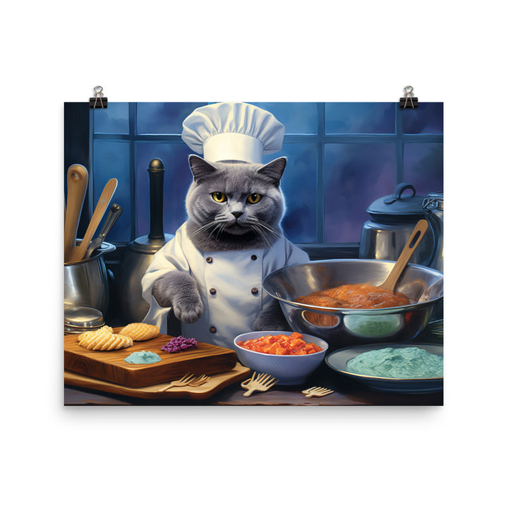 Russian Blue Chef Photo paper poster - PosterfyAI.com