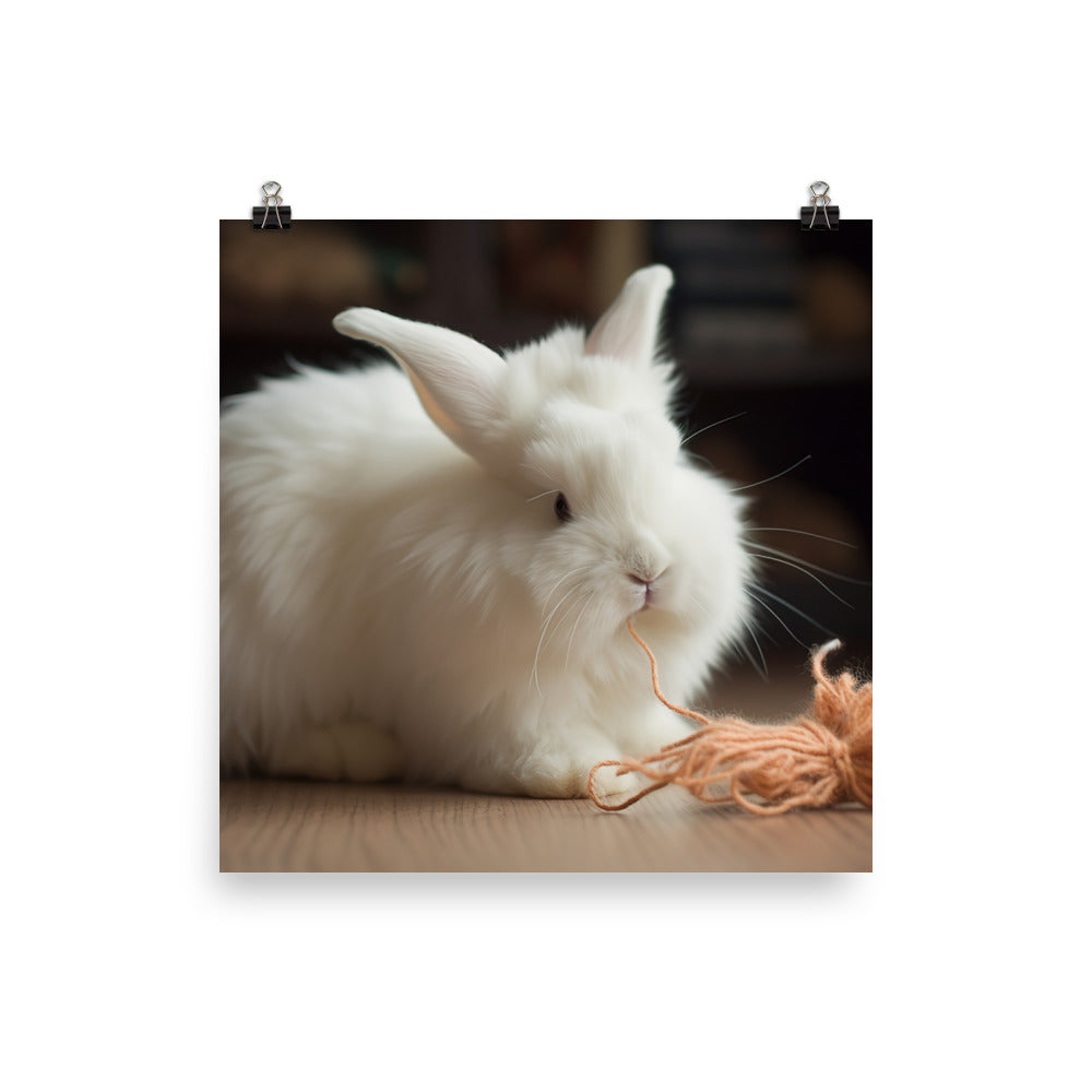 Angora Rabbit Playtime Photo paper poster - PosterfyAI.com