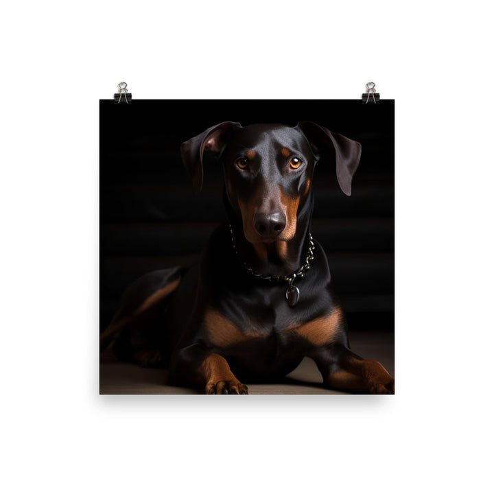 The elegant and regal posture of a Doberman Pinscher Photo paper poster - PosterfyAI.com