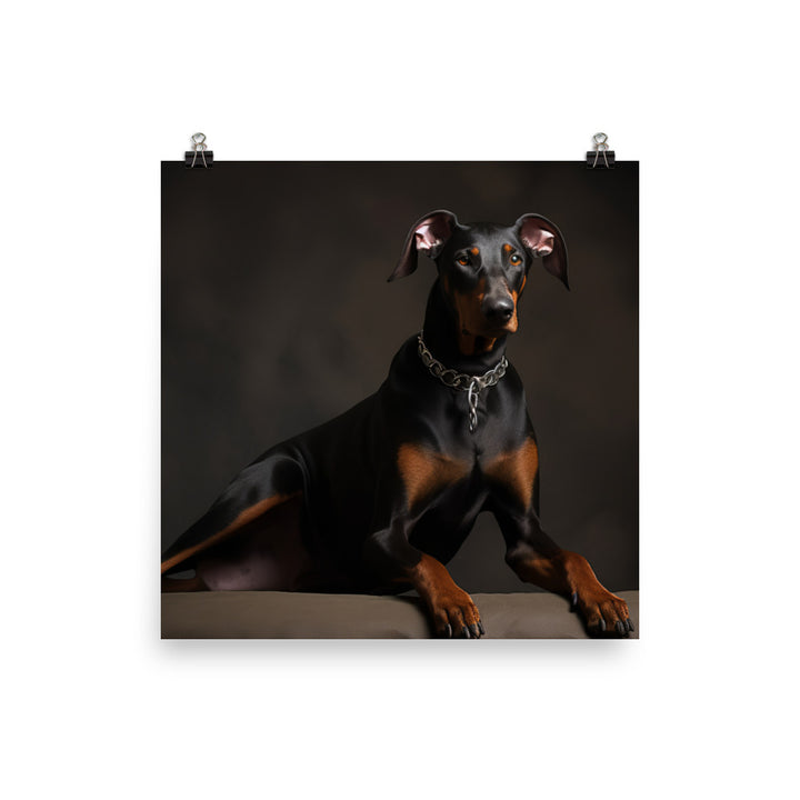 The elegant and regal posture of a Doberman Pinscher Photo paper poster - PosterfyAI.com