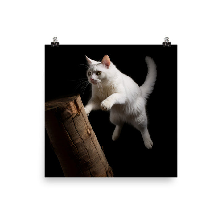 Turkish Van Cat in Action Photo paper poster - PosterfyAI.com