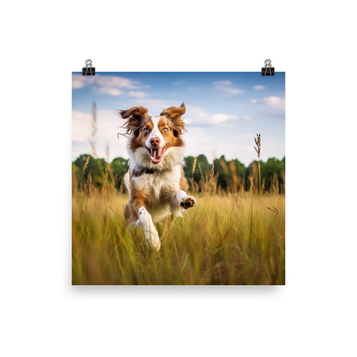 Australian Shepherd in action Photo paper poster - PosterfyAI.com