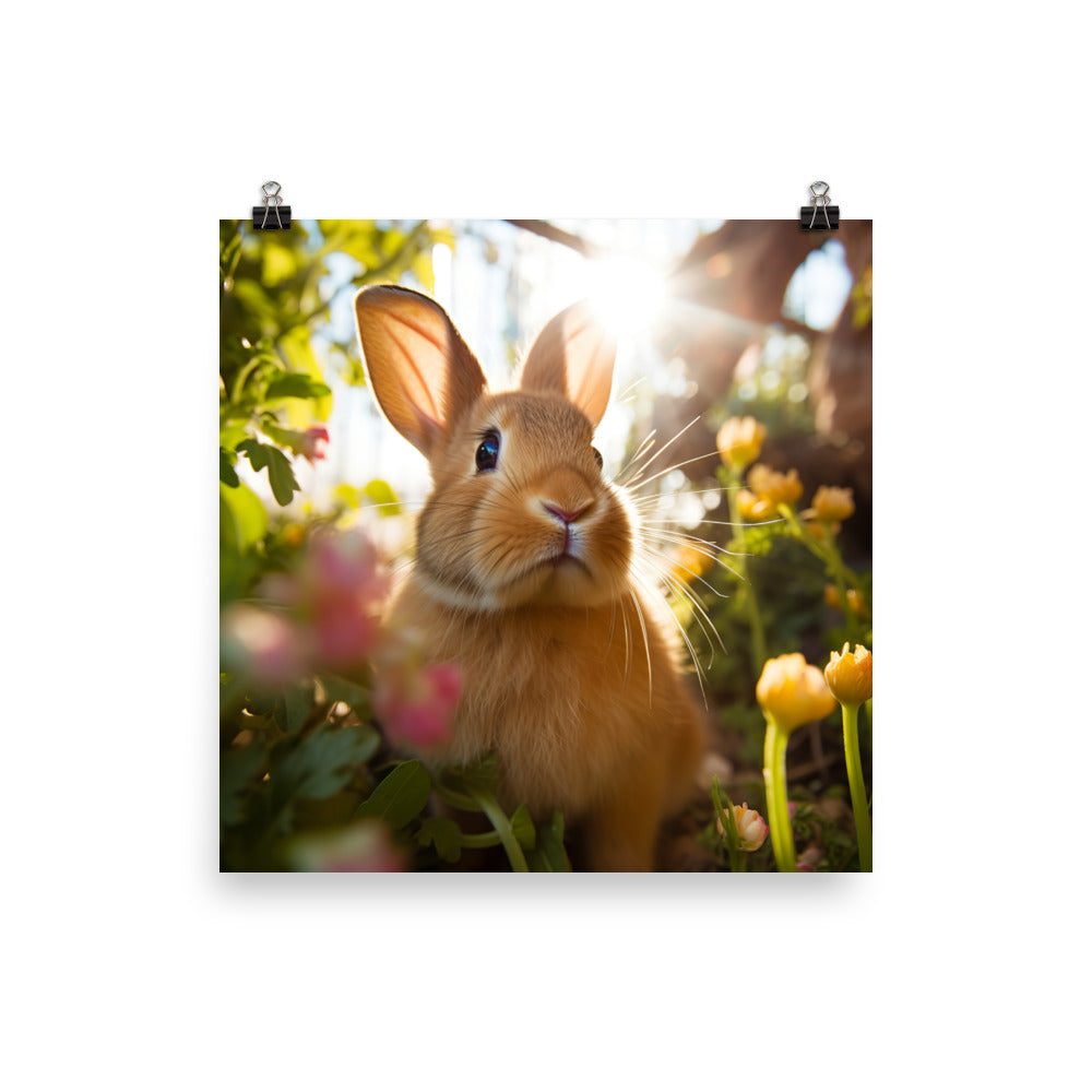 Tan Bunnys Playful Wonders Photo paper poster - PosterfyAI.com
