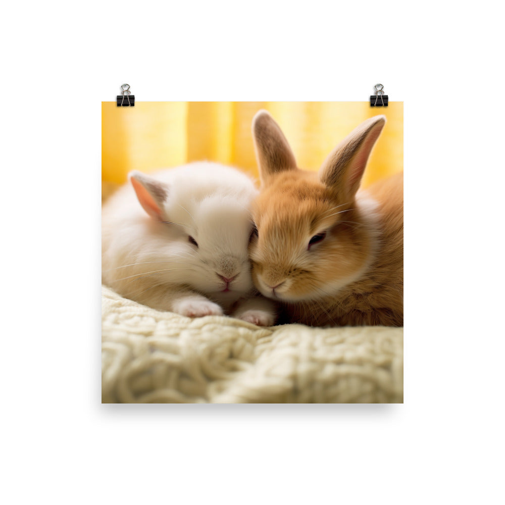 Tan Bunnys Gentle Cuddles Photo paper poster - PosterfyAI.com